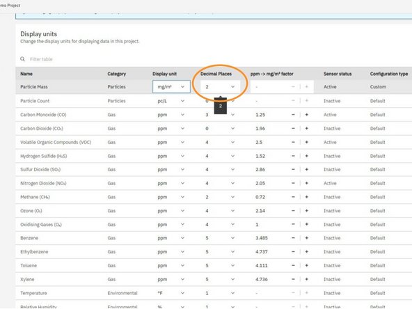 Find the parameter for which you want to change the number of decimal places.