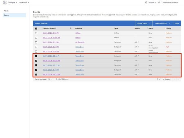 Return to the Events table by selecting Events in the left navigation menu.