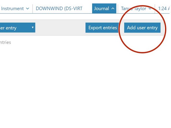 To add a manual entry for a service activity you have just completed, click Add user entry.