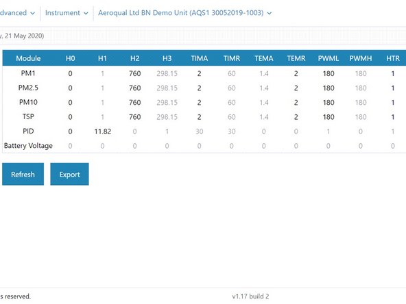 Module control settings shouldn't be changed without instruction from Aeroqual. They  are used by technical support to troubleshoot and diagnose your monitor's condition.