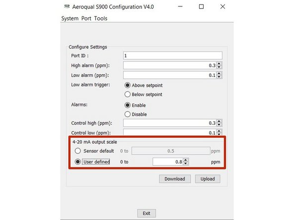 The 4-20mA output scale sets the gas concentration scale.