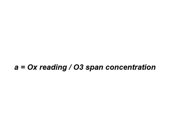 During the O3 is calibration, the Ox module should show a response towards O3 calibration gas. Wait for the Ox values to stabilise towards O3.