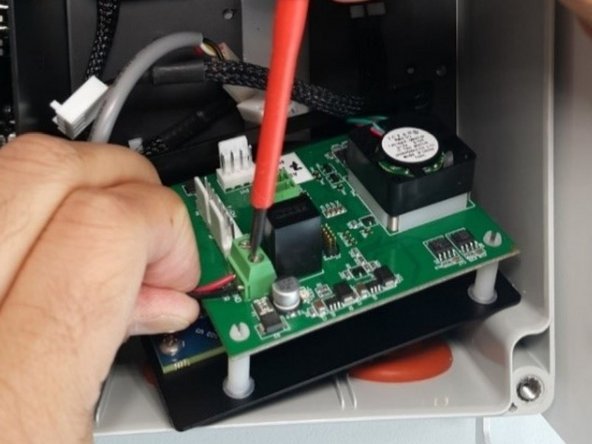 Connect the positive and negative power supply cables to the replacement sensor board. Double check the polarity.