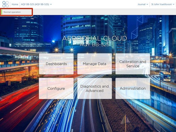 It should display as Normal operation, indicating the monitor is on and connected to the internet.