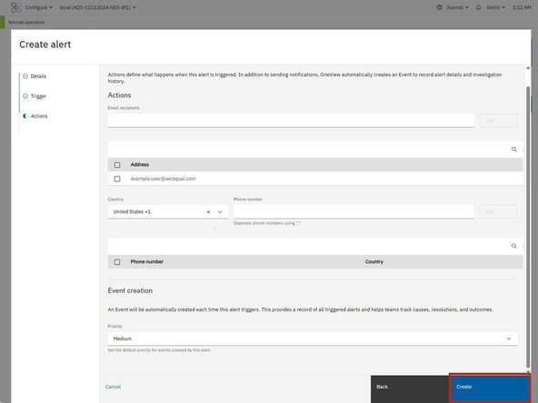 Click Create to finish setup.