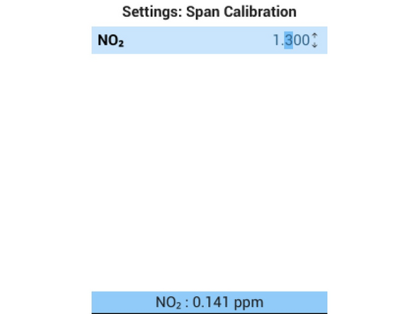 Adjust the gain value in the Span Calibration menu to match your calculated value