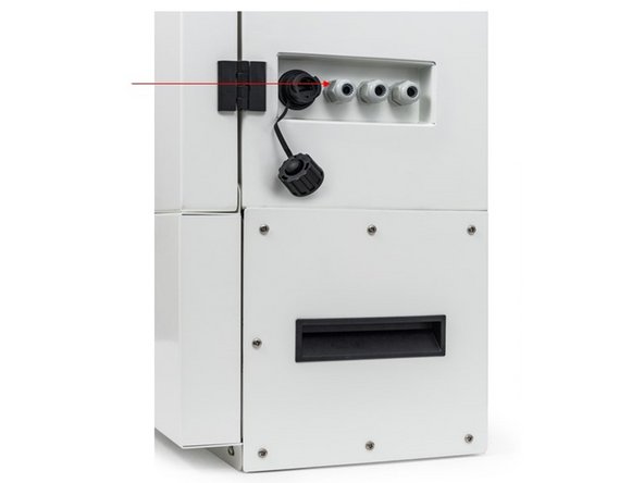 Thread the sensor's cable through a free cable gland on the outside of the monitor. The gland could be on a side wall or the underside of the monitor. It depends on the model.