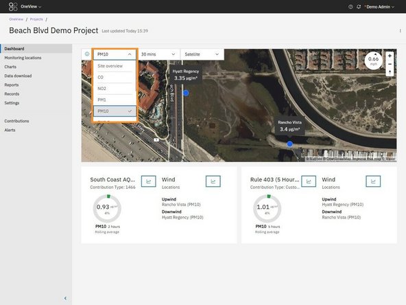 Use the dropdown menus at the top of the map to adjust what data is shown: