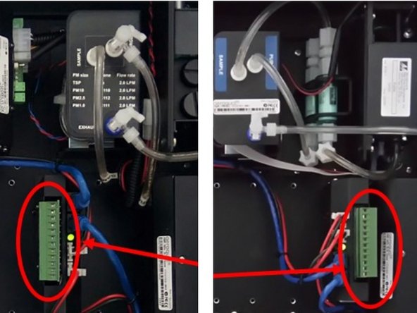 Before you start wiring, check the orientation of the green 12-way connector on the front of the AUX module. Take note of the numbering. If the module and connector are flipped,  you'll need to account for that when you wire.