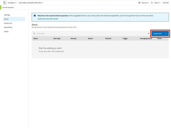 Click Alerts in the side navigation menu.