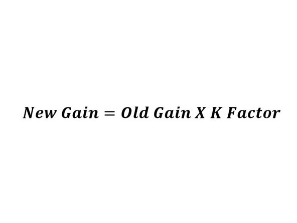 Calculate the new gain using the equation shown.
