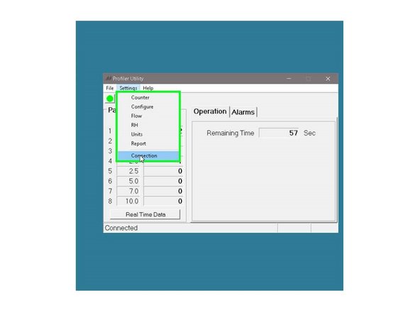 After Running the Profiler Utility, go to Settings --> Connection