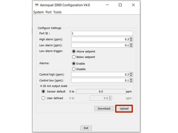 Click Upload to upload your new settings to the monitor.