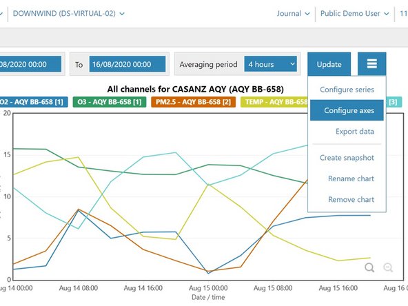To change the axes, select Configure axes from the options menu.