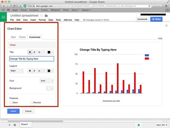 You can customise the chart with these options here