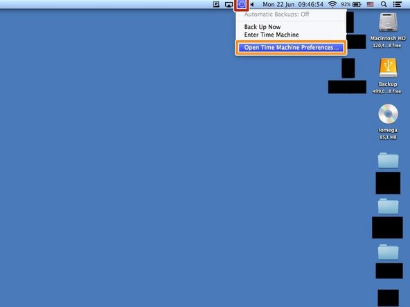 Click &quot;Time Machine&quot; icon