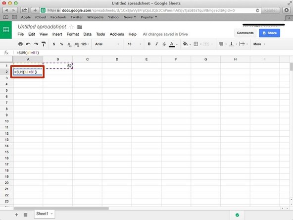 Type in any cell &quot;=SUM(A1*B1)&quot; to apply the * operation