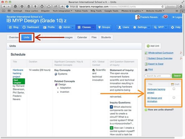 Click on the 'Units' tab