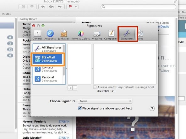 Click on 'Signatures'