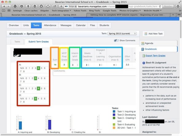 Select the correct grades for each criterion.