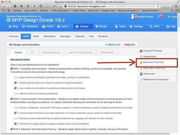 Click on 'Backward Planning'