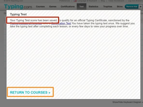 After the third task has been completed and  saved, an information message will be shown, letting students know their test has been saved correctly