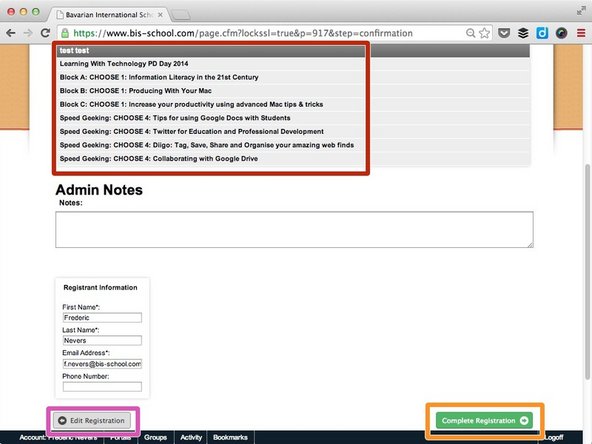 Here you should have 7 different sessions booked (Block A, B, C and 4 speed geeking sessions)