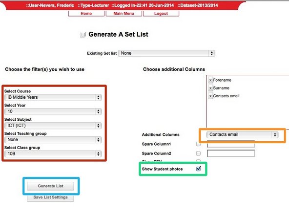 Use the drop down boxes to select the teaching group you are interested in