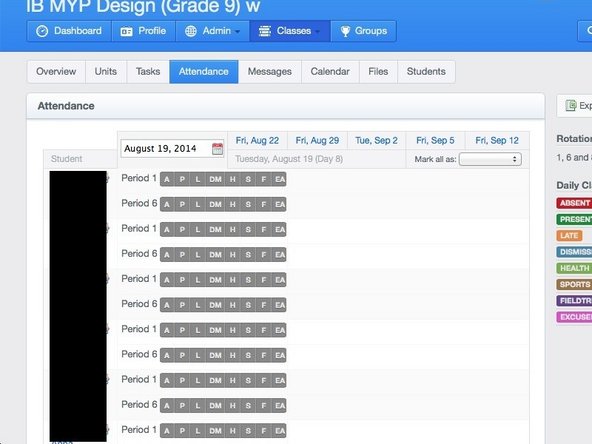 Please follow this guide should you need further help on how to take the attendance using Managebac.
