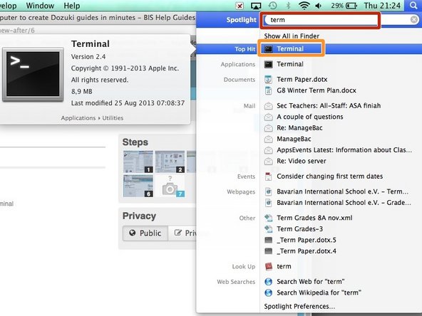 Press the 'Cmd' and 'Space bar' on your keyboard (at the same time) to open Spotlight