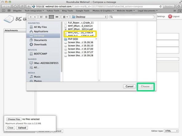 Click on the paperclip icon at the top of the window