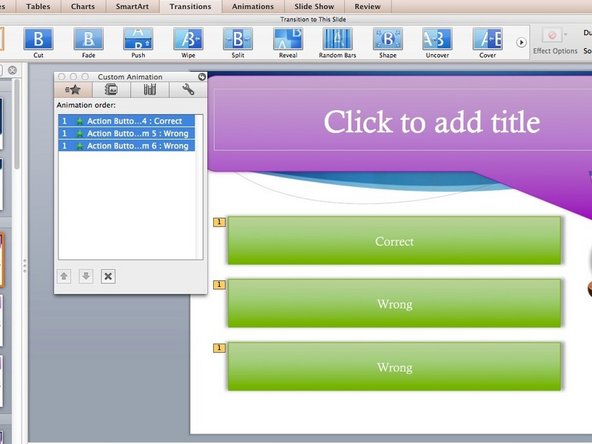 Add animations and transitions to the Quiz to make it more exciting and engaging for the audience.