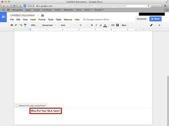 You put the MLA here.