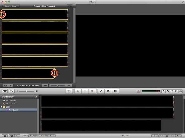 Click the movie. Then there will be yellow label around the film. If you drag the edge of the label you can select only a part of the movie. You can delete the part if you press backspace(⌫).