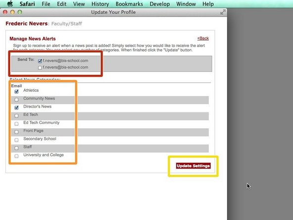 Check the email address you wish the alerts to be sent to. Most likely there will only be one address.