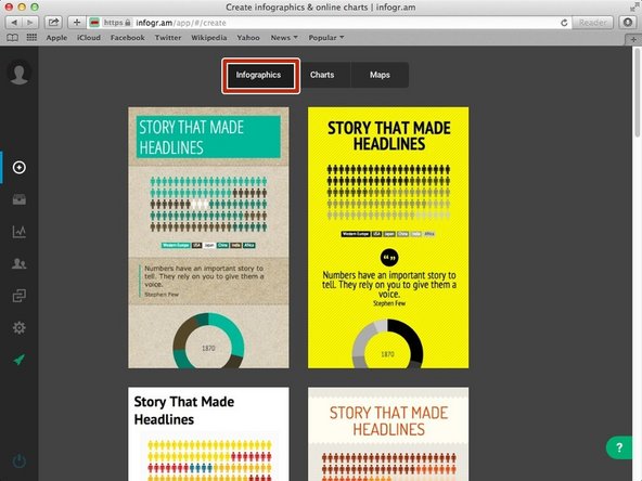 Make sure "infographics" at the top is highlighted