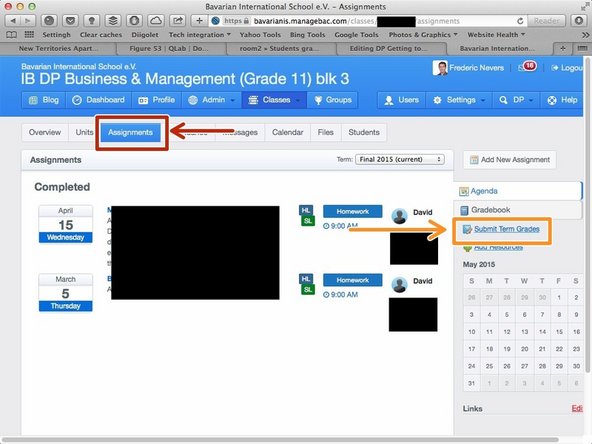 Click on the 'Assignments' tab