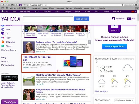 Look at advertisement.
