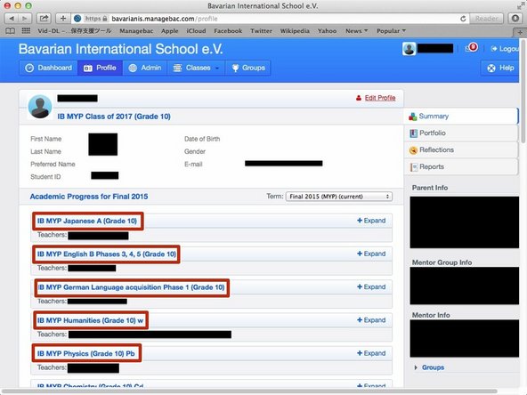 Click the name of your subject.