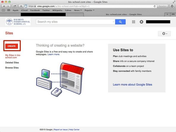 Click on the red &quot;Create&quot; button