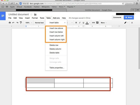 This is the table you created and you can type in any of the boxes