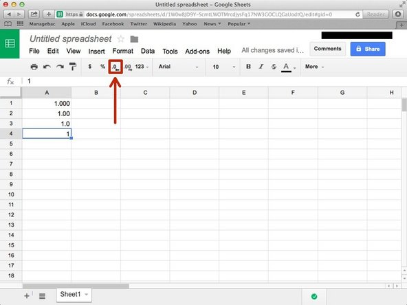 Click this icon to decrease decimal places