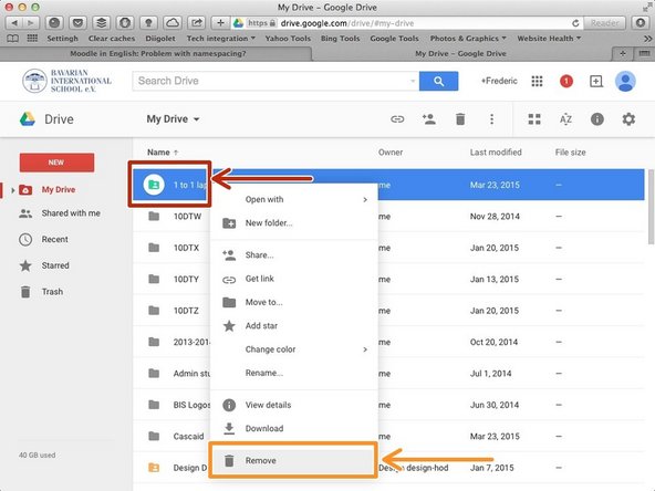 Right-click on the file (or folder) you wish to remove.