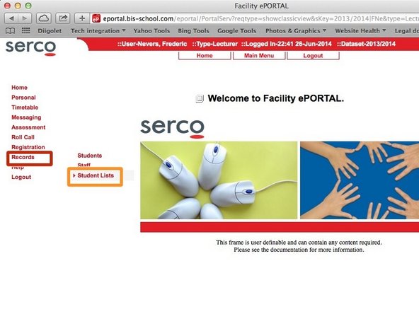 Hover your mouse on 'Records'
