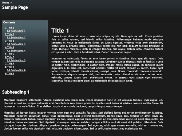 The Table of contents will be ready to use