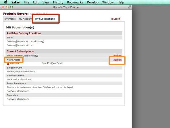 Ensure that you are on the 'My Subscriptions' tab