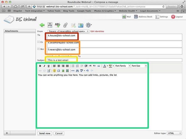 Type the main recipient's address. You can add more recipients separating each address using a comma