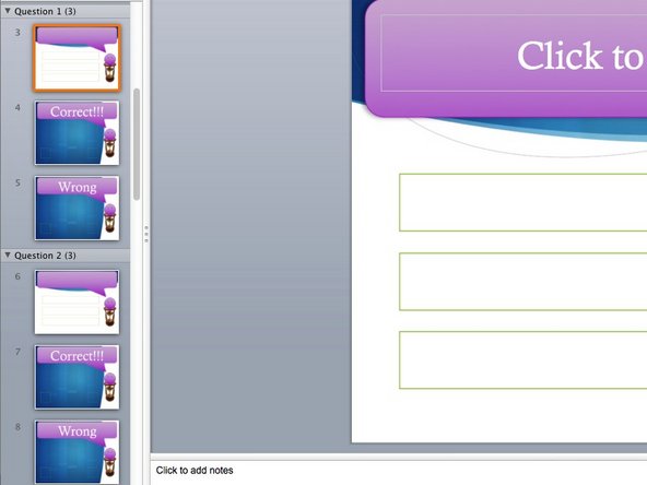 Repeat the last step to create several more questions in the quiz