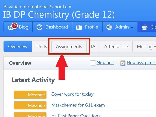 Click on the Assignments Tab