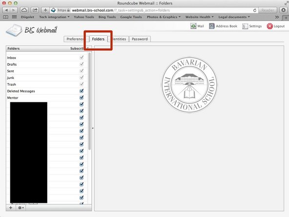 Click on the 'Folders' tab